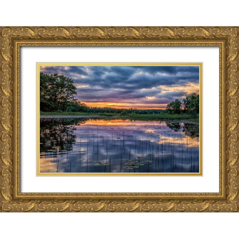 Sunset Reflections Gold Ornate Wood Framed Art Print with Double Matting by Howarth, Gail