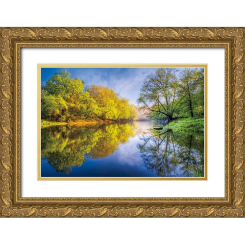 River Beauty Gold Ornate Wood Framed Art Print with Double Matting by Celebrate Life Gallery