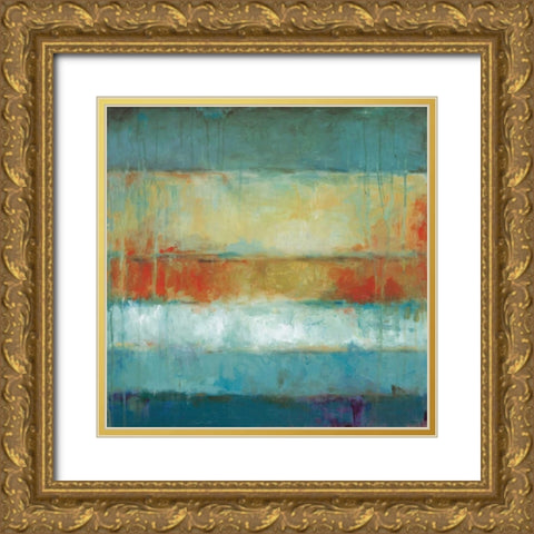 Color Block Gold Ornate Wood Framed Art Print with Double Matting by Pasion, Wani