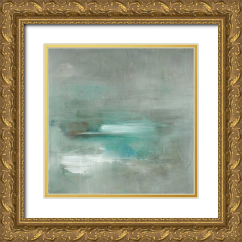 Misty Pal Azure Sea Gold Ornate Wood Framed Art Print with Double Matting by Ross, Heather