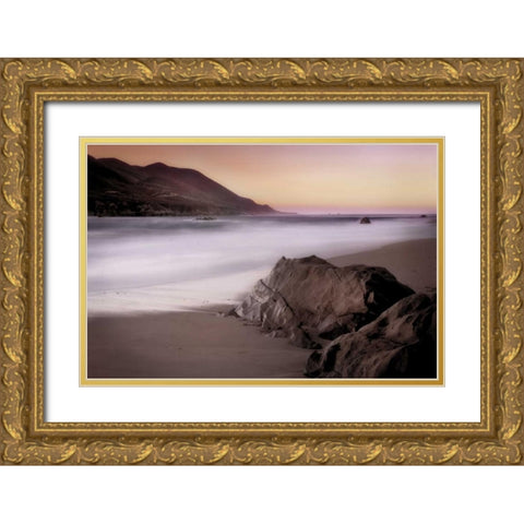 Garrapata Beach Gold Ornate Wood Framed Art Print with Double Matting by Rehner, John