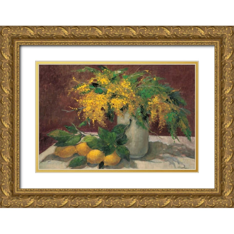 Mimosas y Limones Gold Ornate Wood Framed Art Print with Double Matting by Ripoll, J.