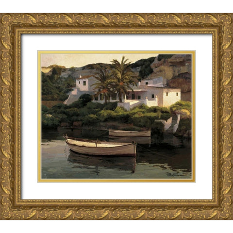Cala San Esteban Gold Ornate Wood Framed Art Print with Double Matting by Romeu, Poch
