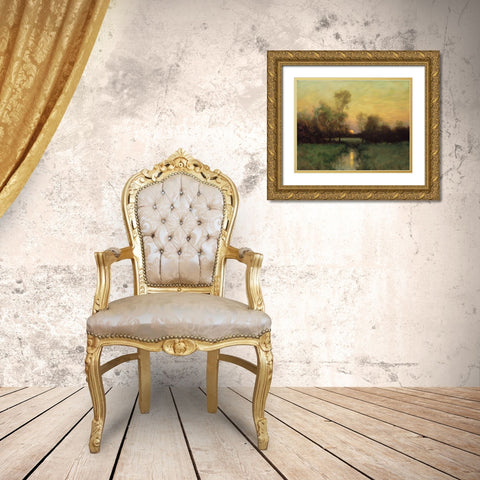 Summer Moonrise Gold Ornate Wood Framed Art Print with Double Matting by Sheehan, Dennis