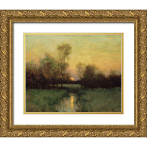 Summer Moonrise Gold Ornate Wood Framed Art Print with Double Matting by Sheehan, Dennis
