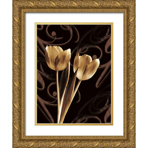 Floral Eloquence I Gold Ornate Wood Framed Art Print with Double Matting by Szilagyi, Ily