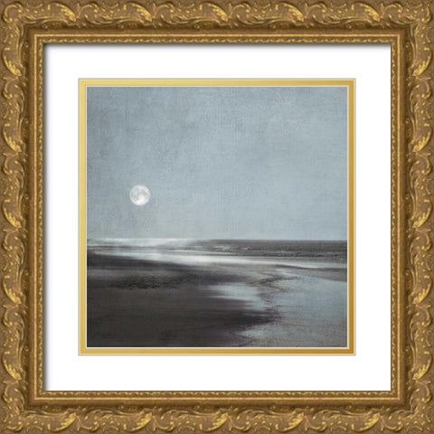 Moonlit Beach Gold Ornate Wood Framed Art Print with Double Matting by Szilagyi, Ily
