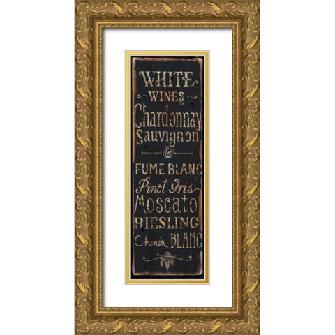 White Wines Gold Ornate Wood Framed Art Print with Double Matting by Sanchez, Luis