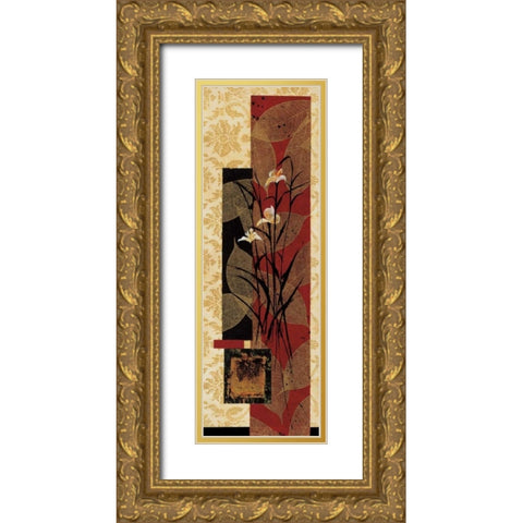 Floral Fantasy II Gold Ornate Wood Framed Art Print with Double Matting by Solano, Rosa
