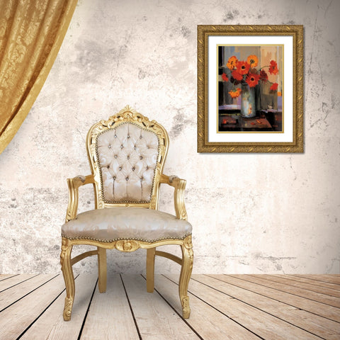 Floral Sunset Gold Ornate Wood Framed Art Print with Double Matting by Tomao, Jennie