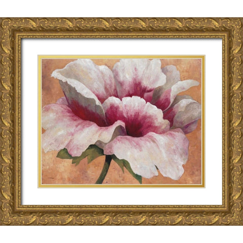 Pink Begonia Gold Ornate Wood Framed Art Print with Double Matting by Torrontegui, Maria