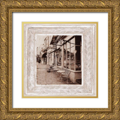 Street Cafe Gold Ornate Wood Framed Art Print with Double Matting by Tarras, Teo