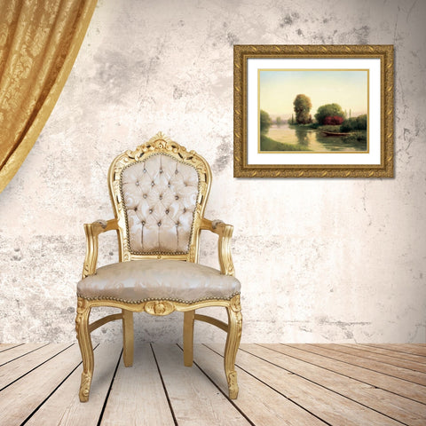 By the Riverside Gold Ornate Wood Framed Art Print with Double Matting by Udell