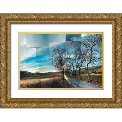 Penedes Vineyards Gold Ornate Wood Framed Art Print with Double Matting by Ventosa, Pep