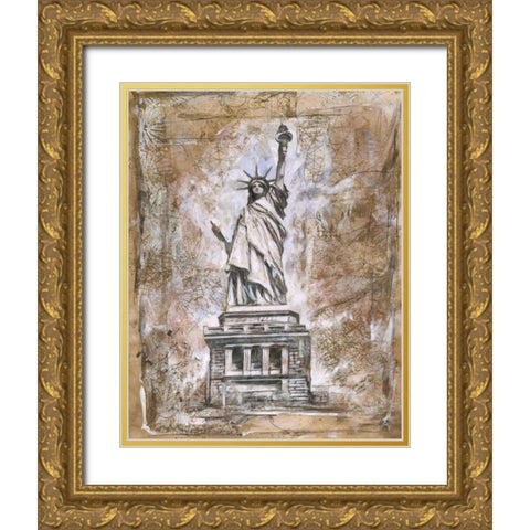 Liberty Gold Ornate Wood Framed Art Print with Double Matting by WIley, Marta G.