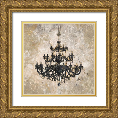 Onyx Chandelier Gold Ornate Wood Framed Art Print with Double Matting by Wiley, Marta G.