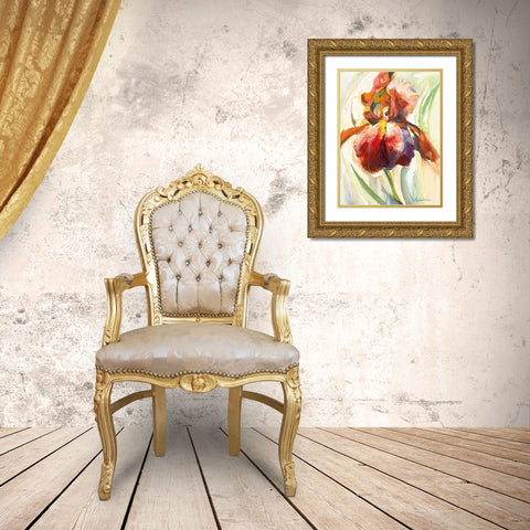 Colors of Iris II Gold Ornate Wood Framed Art Print with Double Matting by Zielinska, Maria