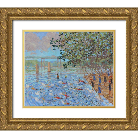 Sports Suite Terra Swimmers Gold Ornate Wood Framed Art Print with Double Matting by Bajility, Andra