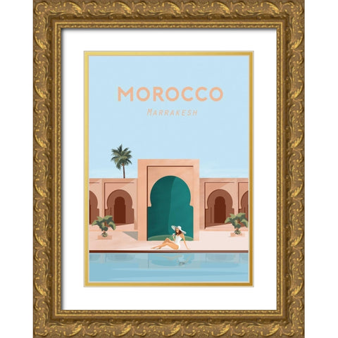 Moroco Gold Ornate Wood Framed Art Print with Double Matting by Artic Frame Studio