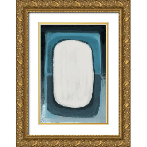 Abstract Blue II Gold Ornate Wood Framed Art Print with Double Matting by Artic Frame Studio