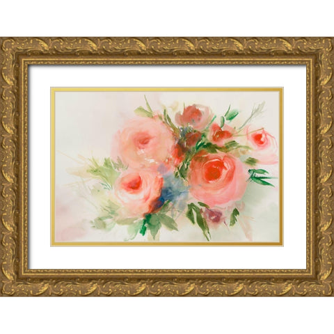 Dreamy Florals I  Gold Ornate Wood Framed Art Print with Double Matting by Aria K