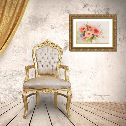 Dreamy Florals II Gold Ornate Wood Framed Art Print with Double Matting by Aria K