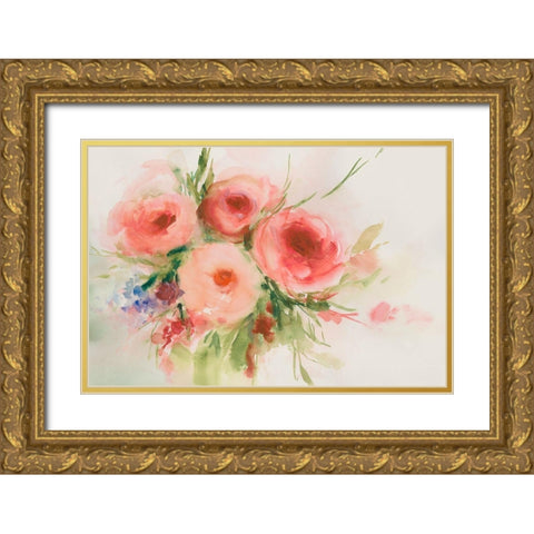 Dreamy Florals II Gold Ornate Wood Framed Art Print with Double Matting by Aria K