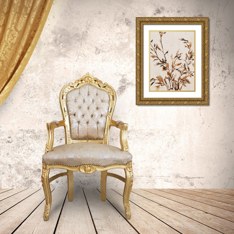 Golden Frond I  Gold Ornate Wood Framed Art Print with Double Matting by Aria K