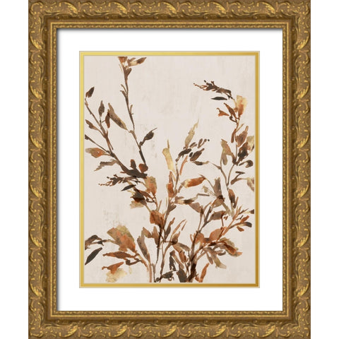 Golden Frond I  Gold Ornate Wood Framed Art Print with Double Matting by Aria K