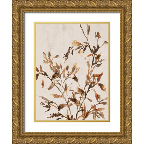 Golden Frond II  Gold Ornate Wood Framed Art Print with Double Matting by Aria K