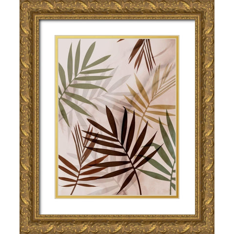 Subdued Leaves II  Gold Ornate Wood Framed Art Print with Double Matting by Aria K