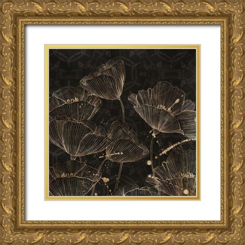 Midnight Blossoms II  Gold Ornate Wood Framed Art Print with Double Matting by Aria K