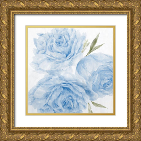 Peony Blue II Gold Ornate Wood Framed Art Print with Double Matting by Aria K