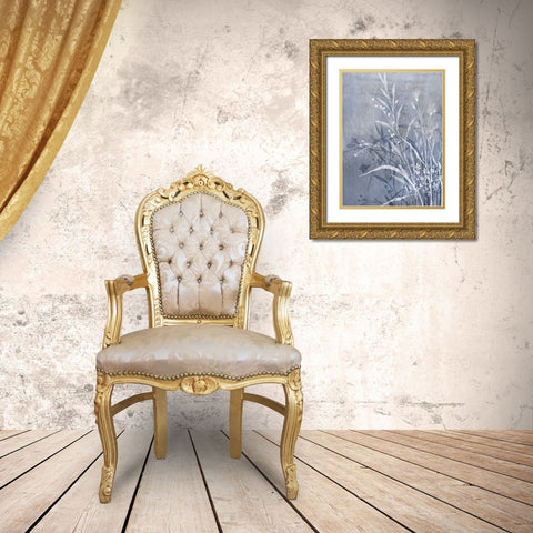 Cool Floral I Gold Ornate Wood Framed Art Print with Double Matting by Aria K