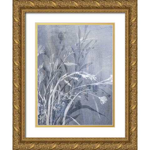 Cool Floral II Gold Ornate Wood Framed Art Print with Double Matting by Aria K