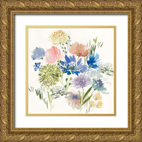 A Floral Flourish I Gold Ornate Wood Framed Art Print with Double Matting by Aria K