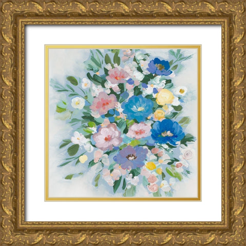 Blue Sweet Bundle Gold Ornate Wood Framed Art Print with Double Matting by Aria K
