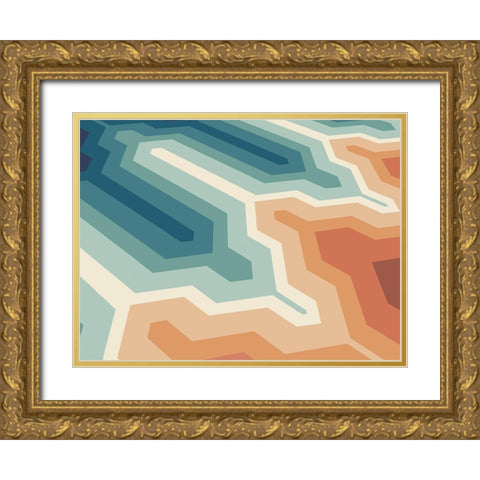 Funky Geo I Gold Ornate Wood Framed Art Print with Double Matting by Peal, Emma