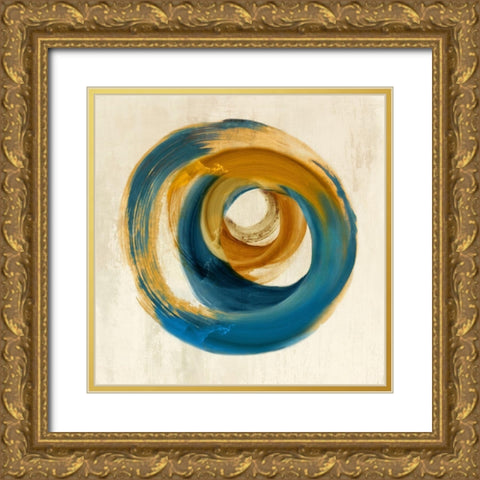 Blue Circle  Gold Ornate Wood Framed Art Print with Double Matting by Peal, Emma