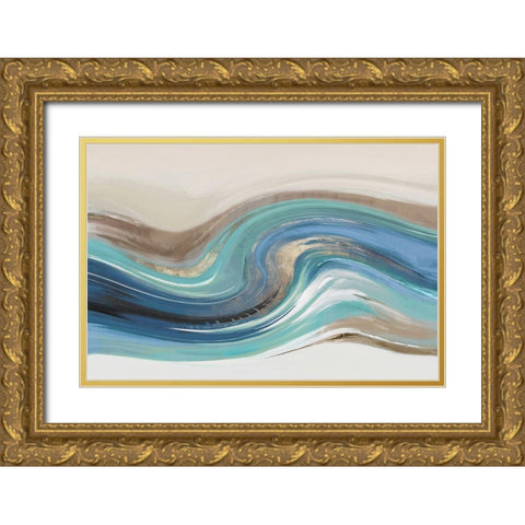 Blue Elements II Gold Ornate Wood Framed Art Print with Double Matting by Peal, Emma