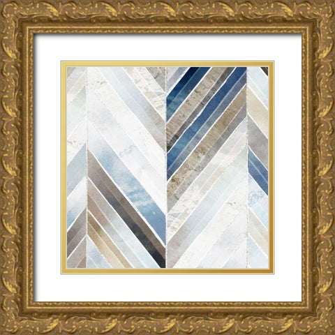 Straight Herringbone Gold Ornate Wood Framed Art Print with Double Matting by Peal, Emma