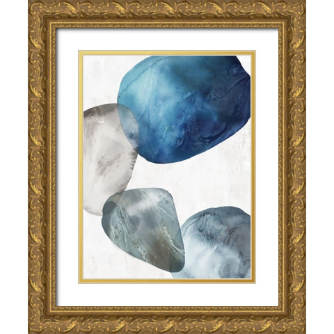 Flow of Blue I Gold Ornate Wood Framed Art Print with Double Matting by Peal, Emma