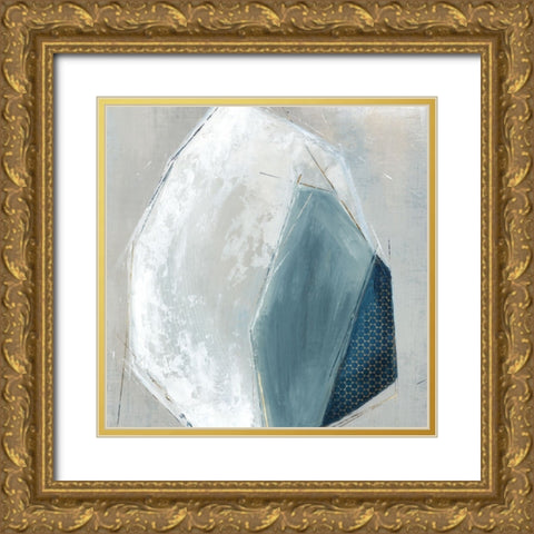 Trio of Blue I Gold Ornate Wood Framed Art Print with Double Matting by Peal, Emma