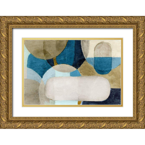 Hues of Indgio II Gold Ornate Wood Framed Art Print with Double Matting by Pattinian, Merri
