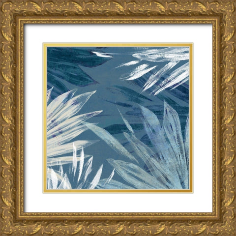 Small Blue Palms II Gold Ornate Wood Framed Art Print with Double Matting by Black, Alex