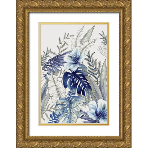 Blue Tropical Forest I  Gold Ornate Wood Framed Art Print with Double Matting by Black, Alex