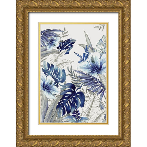 Blue Tropical Forest II  Gold Ornate Wood Framed Art Print with Double Matting by Black, Alex