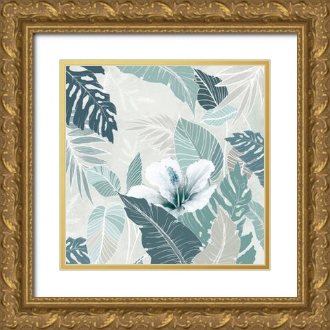 Teal Tropics I  Gold Ornate Wood Framed Art Print with Double Matting by Black, Alex