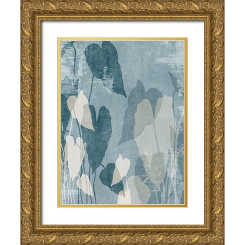 Minimalistic Leaves  Gold Ornate Wood Framed Art Print with Double Matting by Black, Alex