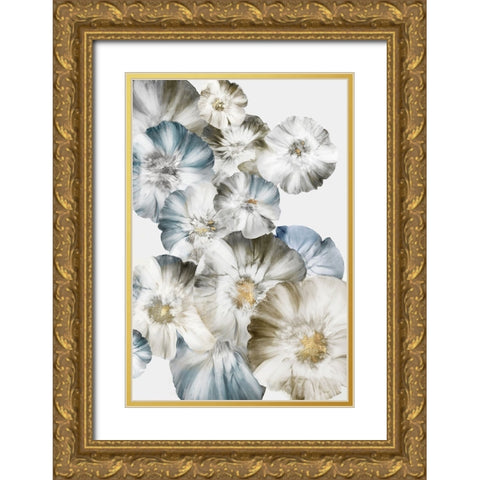 Azure Florals Gold Ornate Wood Framed Art Print with Double Matting by Black, Alex
